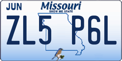 MO license plate ZL5P6L