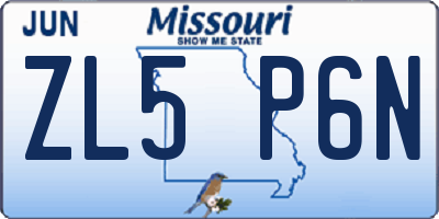 MO license plate ZL5P6N