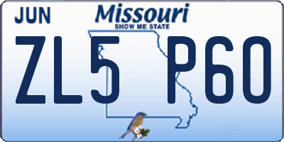MO license plate ZL5P6O