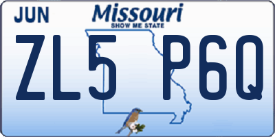 MO license plate ZL5P6Q