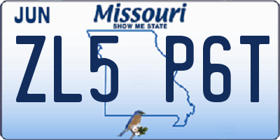 MO license plate ZL5P6T