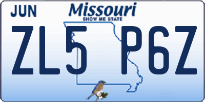MO license plate ZL5P6Z