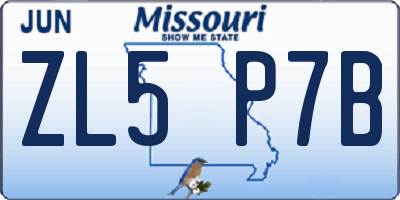 MO license plate ZL5P7B