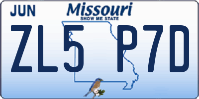 MO license plate ZL5P7D