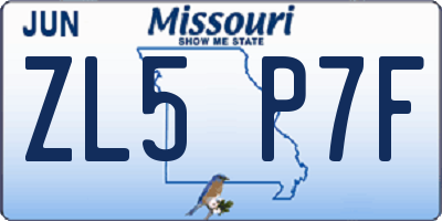 MO license plate ZL5P7F