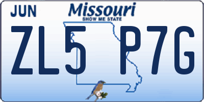 MO license plate ZL5P7G
