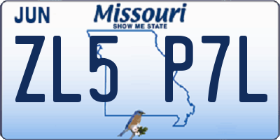 MO license plate ZL5P7L