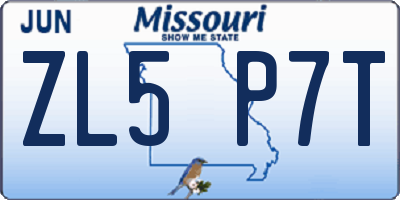 MO license plate ZL5P7T