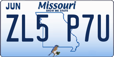 MO license plate ZL5P7U