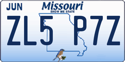 MO license plate ZL5P7Z