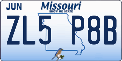 MO license plate ZL5P8B