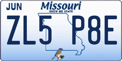 MO license plate ZL5P8E