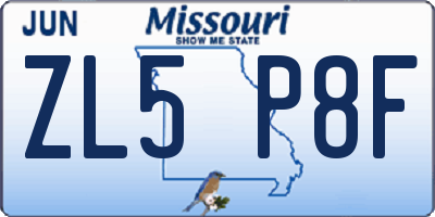 MO license plate ZL5P8F