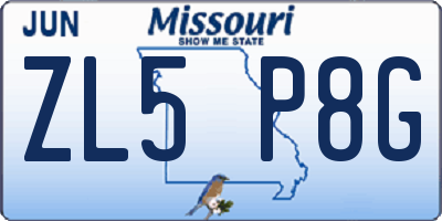 MO license plate ZL5P8G