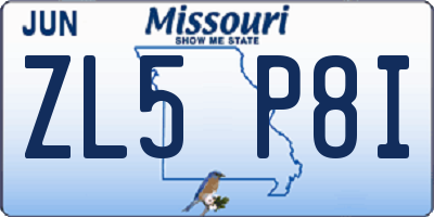 MO license plate ZL5P8I