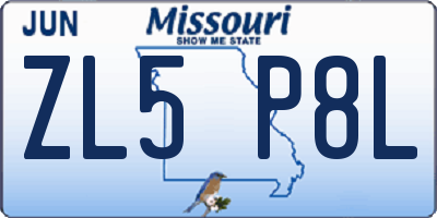 MO license plate ZL5P8L