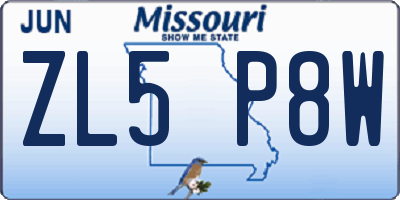 MO license plate ZL5P8W