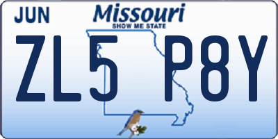 MO license plate ZL5P8Y