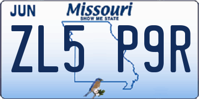 MO license plate ZL5P9R