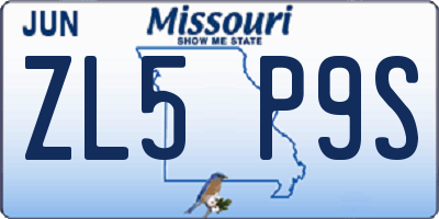 MO license plate ZL5P9S