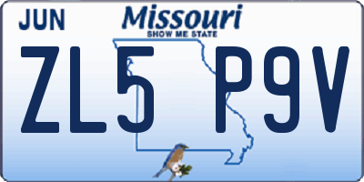 MO license plate ZL5P9V