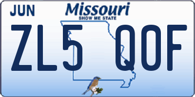 MO license plate ZL5Q0F