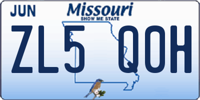 MO license plate ZL5Q0H