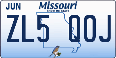 MO license plate ZL5Q0J