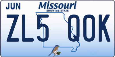 MO license plate ZL5Q0K