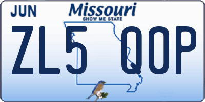 MO license plate ZL5Q0P