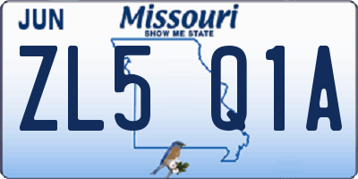 MO license plate ZL5Q1A
