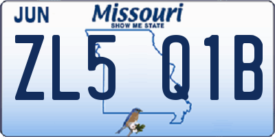 MO license plate ZL5Q1B