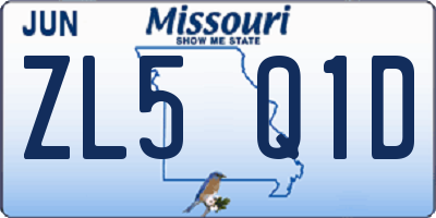 MO license plate ZL5Q1D