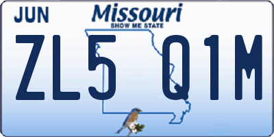 MO license plate ZL5Q1M