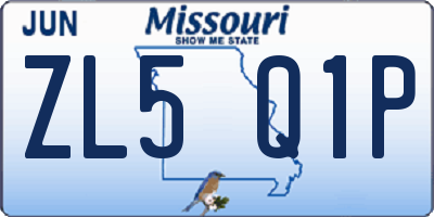 MO license plate ZL5Q1P