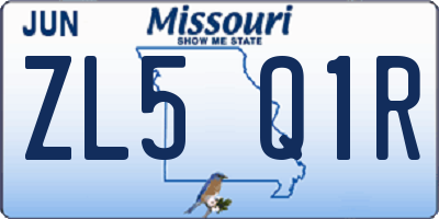 MO license plate ZL5Q1R