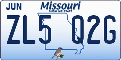 MO license plate ZL5Q2G