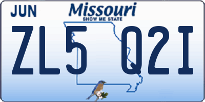 MO license plate ZL5Q2I