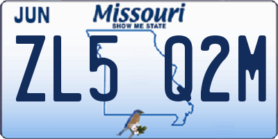 MO license plate ZL5Q2M