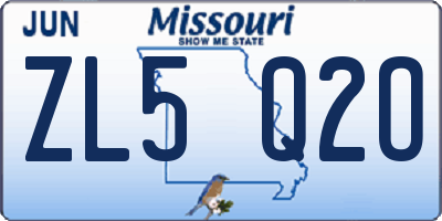 MO license plate ZL5Q2O