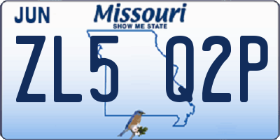 MO license plate ZL5Q2P