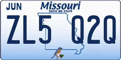 MO license plate ZL5Q2Q