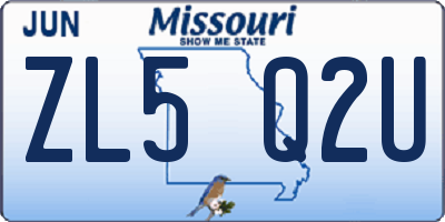 MO license plate ZL5Q2U