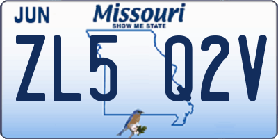 MO license plate ZL5Q2V