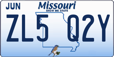 MO license plate ZL5Q2Y