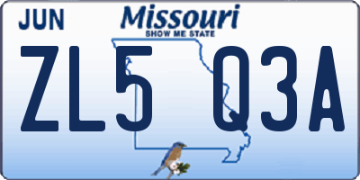 MO license plate ZL5Q3A
