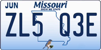 MO license plate ZL5Q3E