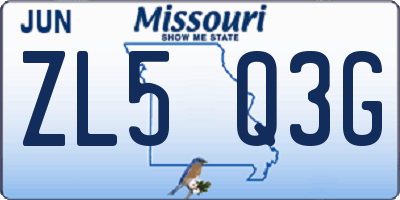MO license plate ZL5Q3G