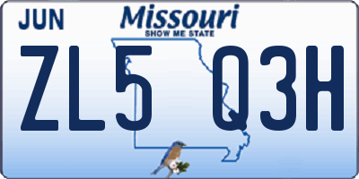 MO license plate ZL5Q3H