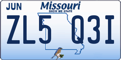 MO license plate ZL5Q3I